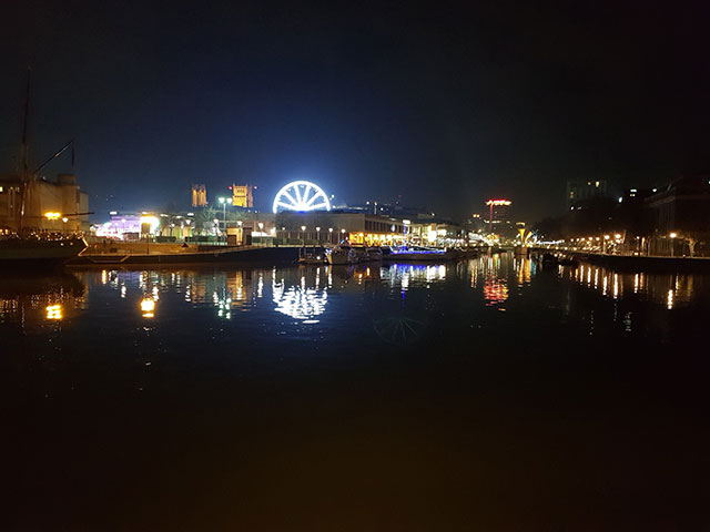 Bristol harbour at night